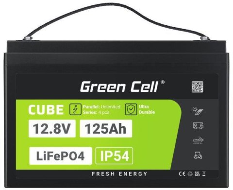 AKUMULATOR LITOWO-ŻELAZOWO-FOSFORANOWY LiFePO4 Green Cell Cube 12.8V 125Ah LFPGC12V125AH