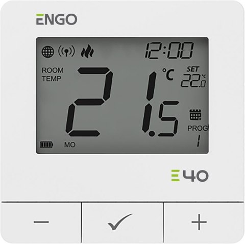 ENGO Controls E40-BATW - Programowany, Internetowy, natynkowy regulator temperatury ZigBee/868