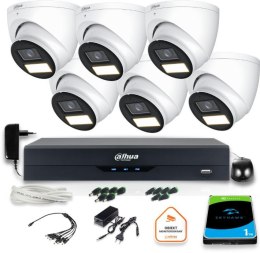 Zestaw monitoringu 4w1 Dahua 6 Kamer zewnętrznych FullHD z dyskiem