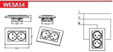 Gniazdo podwójne VCX WESA LC 14 Biały