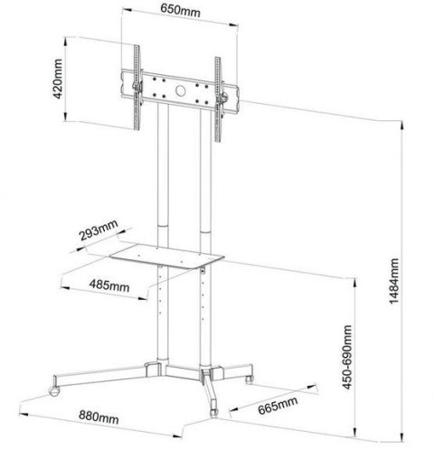 STOLIK/WÓZEK NA KÓŁKACH+UCHWYT DO TV 30-65" 60 KG S-08A ART
