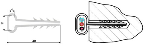 MUROWY TRZYMAK KABLA PŁASKIEGO 4,5 x 11mm 100szt.