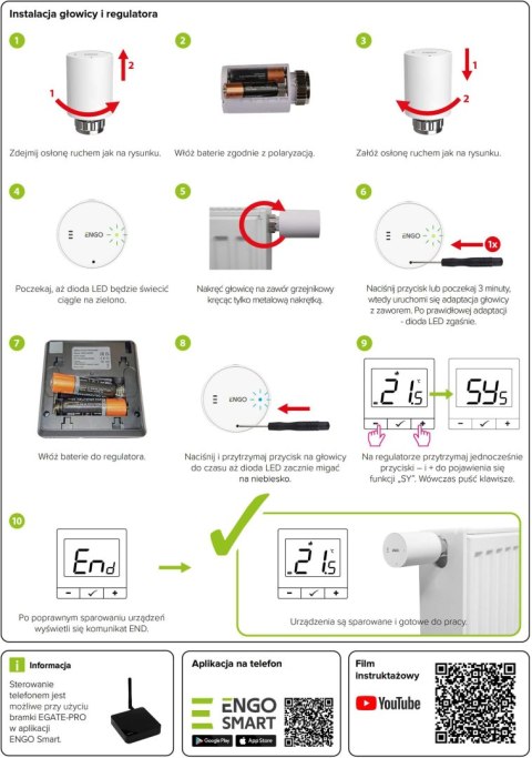 ENGO Controls Inteligentny zestaw ogrzewania (E25-BATB-4 + ETRV-M30)