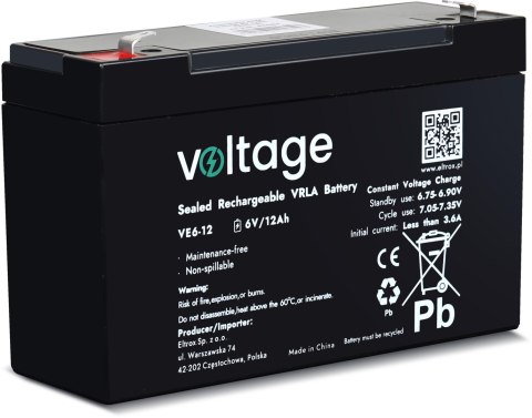 Akumulator AGM Voltage 6V 12Ah VE6-12 (Żywotność 6-9 lat)