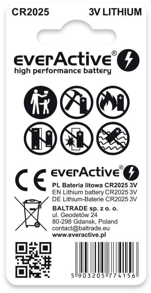 Bateria CR2025 everActive (blister 2 szt.)