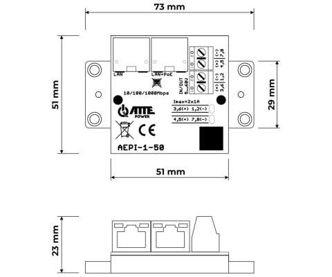 ADAPTER ZASILANIA POE AEPI-1-50 ATTE