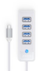 Hub USB Orico USB-C 4x USB-A 3.1 biały