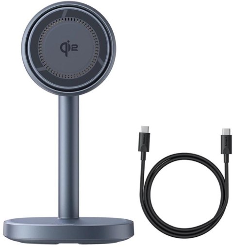 Ładowarka indukcyjna Baseus Orbit 2 Pro MagSafe Qi2 20W 2 w 1 z chłodzeniem - szara