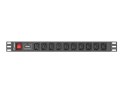 LISTWA ZASILAJĄCA RACK PDU 1U 10A 10X IEC C13 2M CZARNA C14 Lanberg