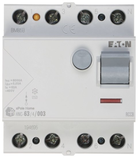 WYŁĄCZNIK RÓŻNICOWOPRĄDOWY HNC-63/4/003 TRÓJFAZOWY, TYP AC 30 mA 63 A EATON