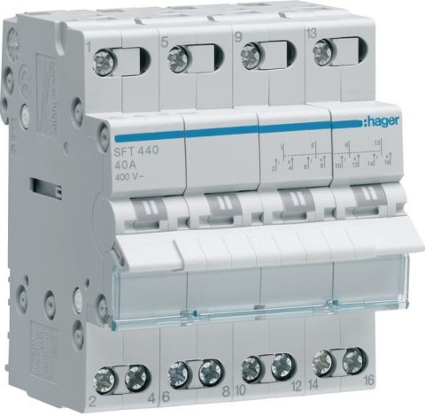 Modułowy przełącznik instalacyjny I-0-II 4P 40A 400VAC Hager SFT440