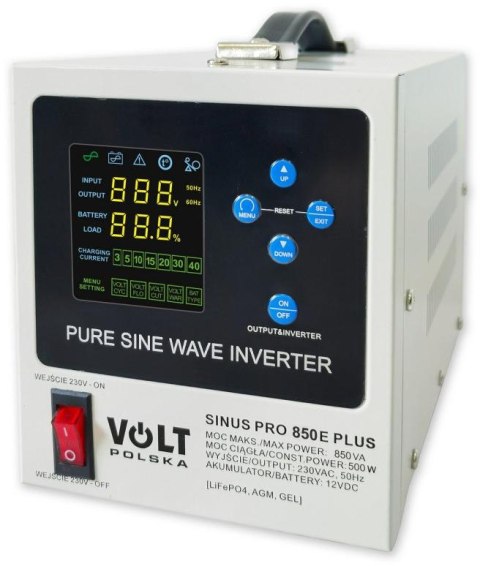Przetwornica VOLT POLSKA SINUSPRO 850E PLUS 2/230V (500/850W) [AGM, GEL, LiFePO4]