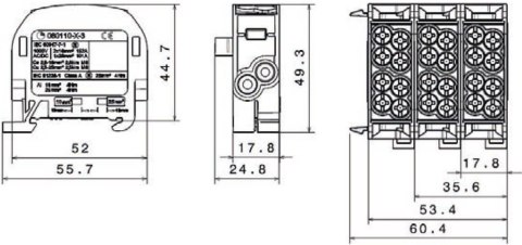Blok rozdzielczy odgałęźny SCB 25 Al/Cu 80110 SIMBLOCK, niebieski 81501003