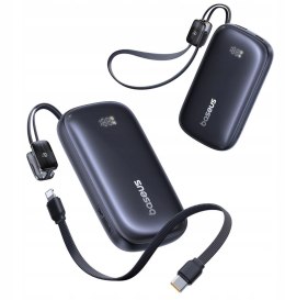 Powerbank Baseus EnerFill FC21 10000 mAh 22,5 W USB-A USB-C czarny z odłączanym kablem Lightning