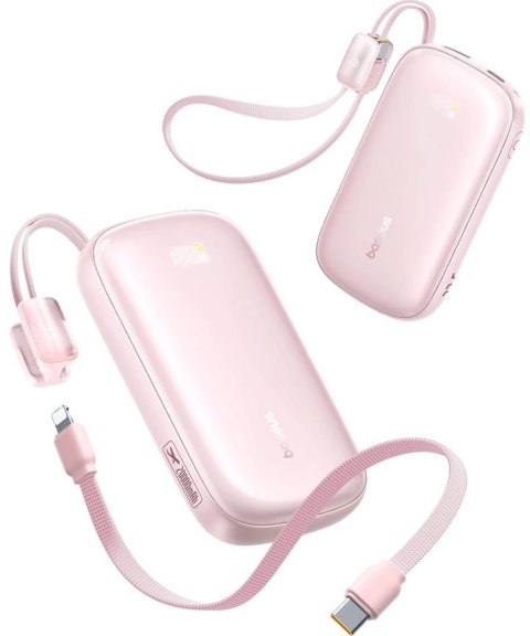 Powerbank Baseus EnerFill FC21 20000 mAh 22,5 W USB-A USB-C różowy z odłączanym kablem Lightning