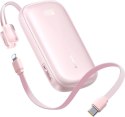 Powerbank Baseus EnerFill FC21 20000 mAh 22,5 W USB-A USB-C różowy z odłączanym kablem Lightning