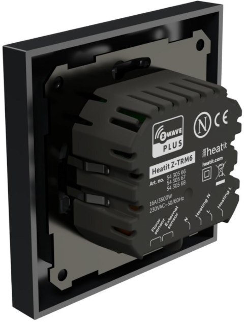 Termostat Heatit Z-TRM6 Black Matt Z-Wave Thermostat 3600W 16A 868,4 Mhz