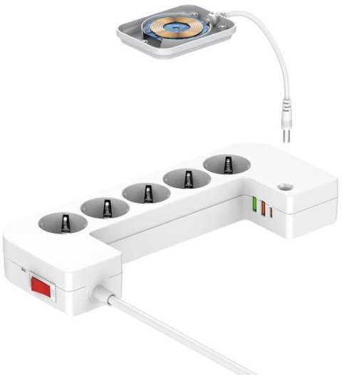 LISTWA ANTYPRZEPIĘCIOWA Z ZABEZPIECZENIEM Energizer 5x SCHUKO 2x USB-A 1x USB-C 2500W 10A KABEL 2M