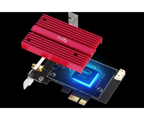 KARTA SIECIOWA WI-FI 6E PCIE WE3000S 2.4 GHz, 5 GHz, 6 GHz 574 Mb/s + 2402 Mb/s Wi-Fi 6E CUDY