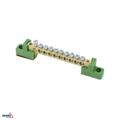 Listwa zaciskowa na izolatorach płaskichH 6x9 12-torowa zielona