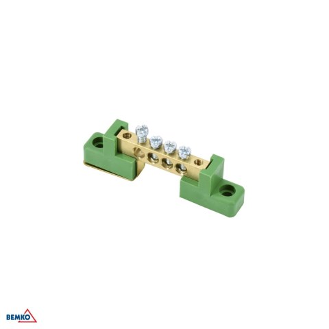 Listwa zaciskowa na izolatorach płaskichH 6x9 6-torowa zielona