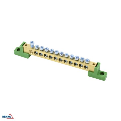 Listwa zaciskowa na izolatorach płaskichH 8x12 14-torowa zielona