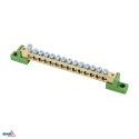 Listwa zaciskowa na izolatorach płaskichH 8x12 16-torowa zielona