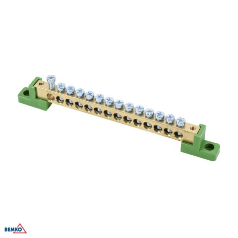 Listwa zaciskowa na izolatorach płaskichH 8x12 16-torowa zielona