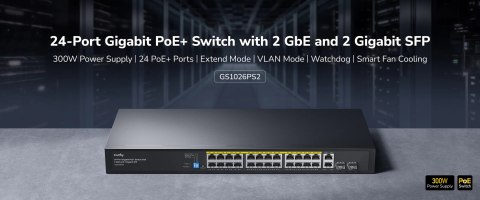 SWITCH POE GS1026PS2 24-PORTOWY SFP CUDY