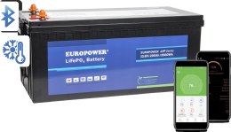 Akumulator LiFePO4 EUROPOWER serii LFP 12,8V 200Ah Bluetooth, mata grzewcza (Żywotność ~2000 cykli)