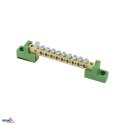 Listwa zaciskowa na izolatorach płaskichH 6x9 10-torowa zielona