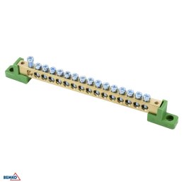 Listwa zaciskowa na izolatorach płaskichH 8x12 16-torowa zielona