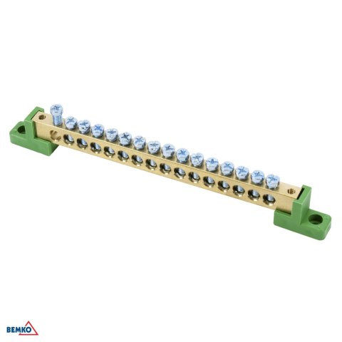 Listwa zaciskowa na izolatorach płaskichH 8x12 16-torowa zielona