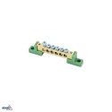 Listwa zaciskowa na izolatorach płaskichH 8x12 6-torowa zielona