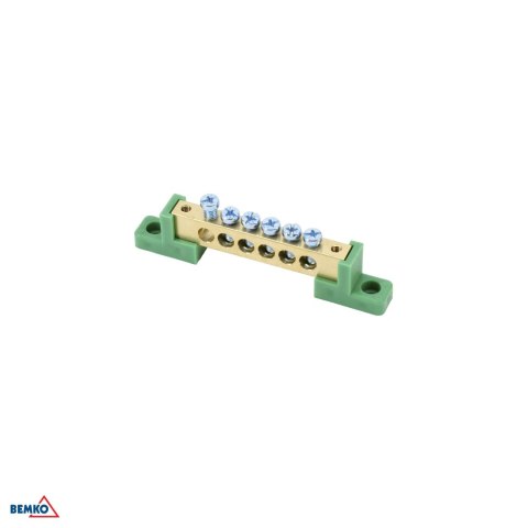 Listwa zaciskowa na izolatorach płaskichH 8x12 6-torowa zielona
