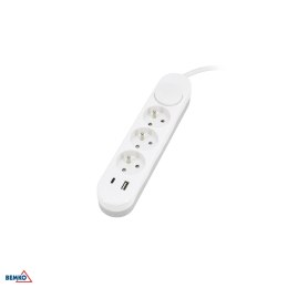 Przedłużacz NB 3X 2P+Z+WYl. 1.5MM X 2.0M + 2x USB(C+A)