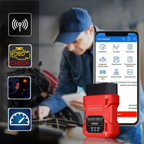 Interfejs Tester Skaner Diagnostyczny OBD2 ELM327 VDiagX V016 Zenwire