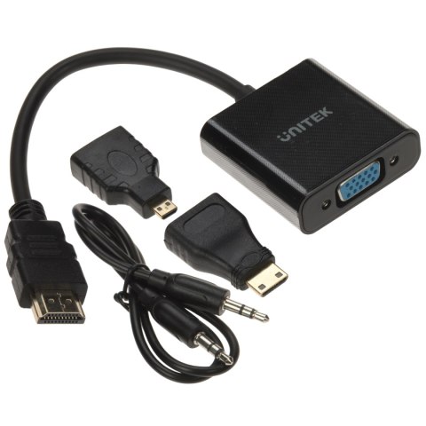 KONWERTER HDMI NA VGA Y-6355 + AUDIO + ADAPTERY MICRO I MINI HDMI UNITEK