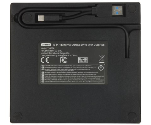 NAGRYWARKA ZEWNĘTRZNA CD/DVD T1037A01 Z HUBEM USB I CZYTNIKIEM KART SD UNITEK