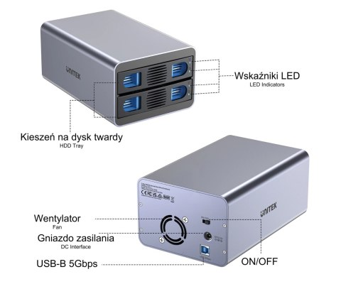 OBUDOWA DO DYSKÓW S1308A01-EU 2 X SATA 2.5 / 3.5 " 40 TB - 5 Gbps UNITEK
