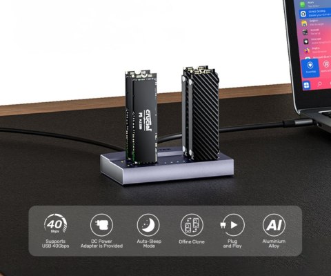 STACJA DOKUJĄCA / KLONUJĄCA DYSKI S1243BGY01-EU 4 X M.2, 32 TB - 40 Gbps UNITEK