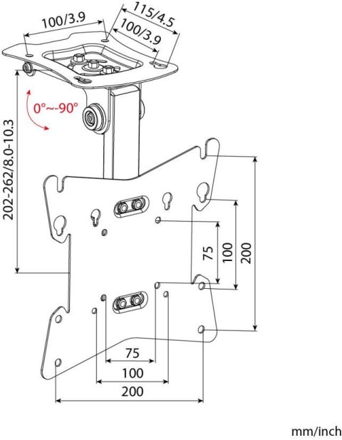 UCHWYT SUFITOWY/SKOŚNY DO TV LED/LCD AR-21skos 17-42" 20kg ART