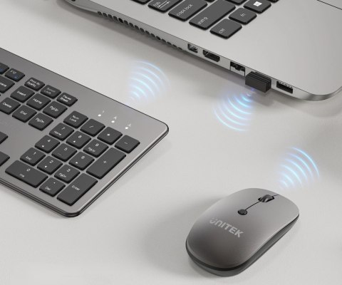 ZESTAW BEZPRZEWODOWY KLAWIATURA I MYSZ OPTYCZNA T054AGY01-US, 1600 dpi QWERTY 2.4 GHz UNITEK