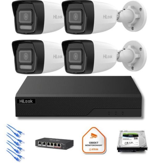 Zestaw monitoringu Hilook 4x kamera IPC-B160HA-LU z dyskiem z 2TB