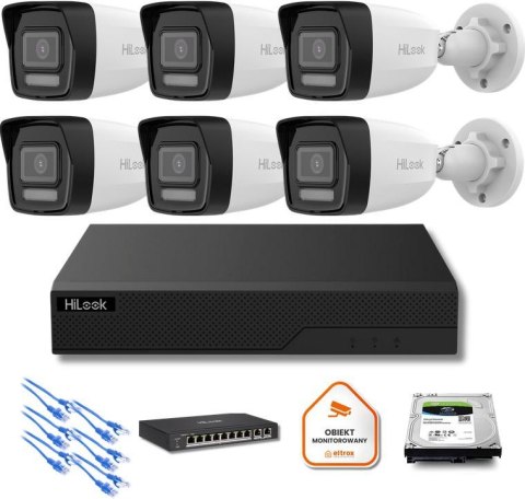 Zestaw monitoringu Hilook 6x kamera IPC-B160HA-LU z dyskiem z 2TB