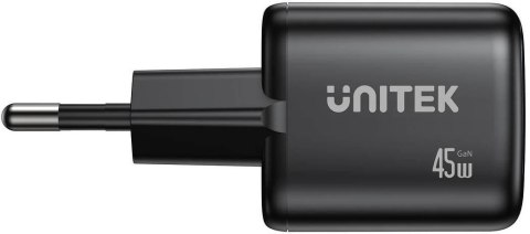 Ładowarka sieciowa Unitek GaN 45W, 2xUSB-C, PD 3.0, QC, czarna