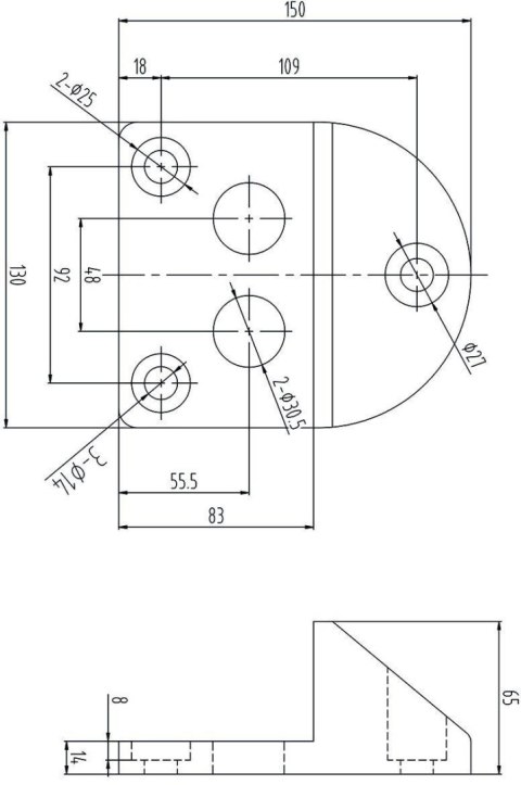 Przykręcany stoper do bramy PSG 61.191 (130x150/H65) powlekany gumą
