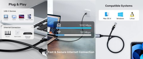 ADAPTER C18148AGY01-3M USB-C/RJ-45 UNITEK