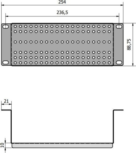 Adapter montażowy RACK 10" 2U z otworowaniem cofnięty ATTE ADD-RACK10-2U2