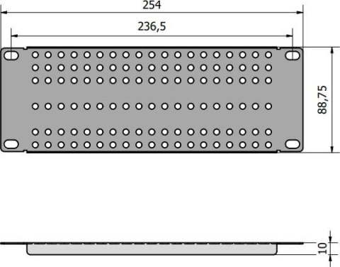 Adapter montażowy RACK 10" 2U z otworowaniem prosty ATTE ADD-RACK10-2U1